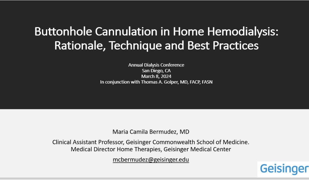 Thank you @AnnualDialysis  for inviting me to talk about self- cannulation techniques in the home setting. Goal: Right cannulation, for the right patient at the right time #personcenteredcare #homedialysis