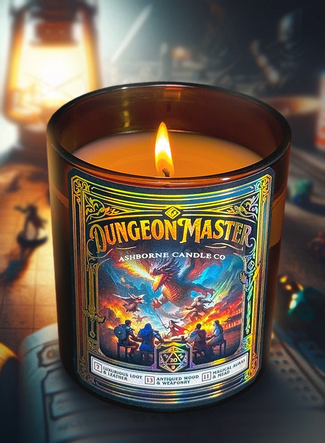 🔥 Dungeon Master smells of Wood, Leather, Potions, Herbs 🏰 ashborne.co/products/dunge… Every ‘Dungeon Master’ candle has a metal DND dice at the bottom. May your rolls be critical and your loot bountiful! 🕯️ #dnd #fantasycandles