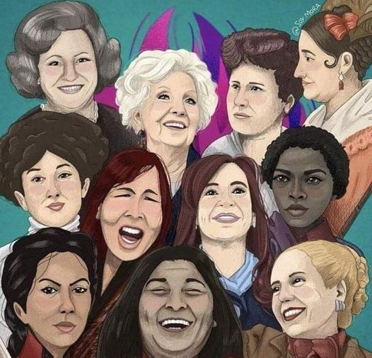 queridasok's tweet photo. #8M 
En el Salón de las Mujeres eran 17 las referentes que quisieron ocultar. En las plazas del país ayer fuimos miles y miles, que nunca podrán silenciar. 

Aquí, algunos de los rostros retratados que pretenden invisibilizar. https://t.co/VDorkTmQt7