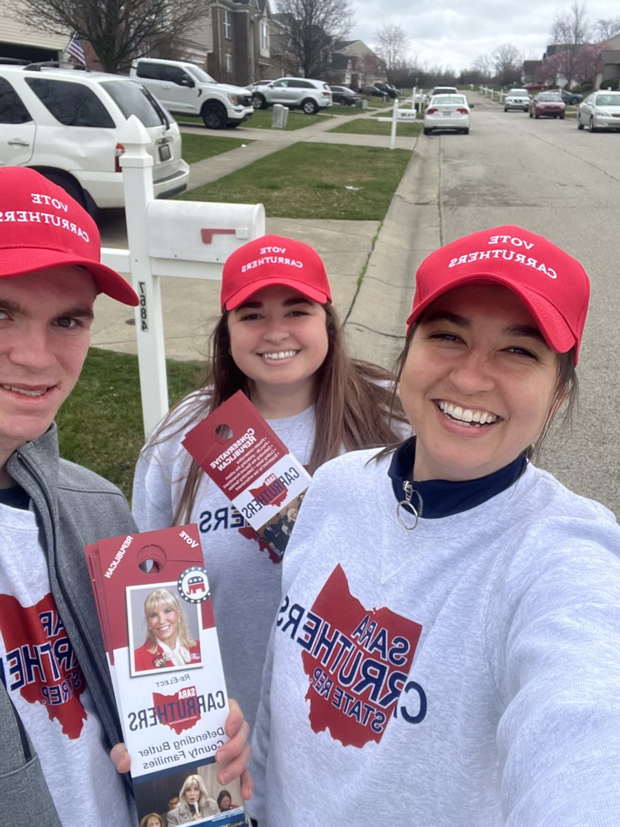 Team Carruthers is still going strong and talking with voters about why Rep. Sara Carruthers is the only trusted conservative candidate in the race! 🗳️ 🇺🇸 

That’s why she’s endorsed by:

- Sheriff Richard K. Jones
- The NRA
- Buckeye Firearms
- Ohio Right to Life