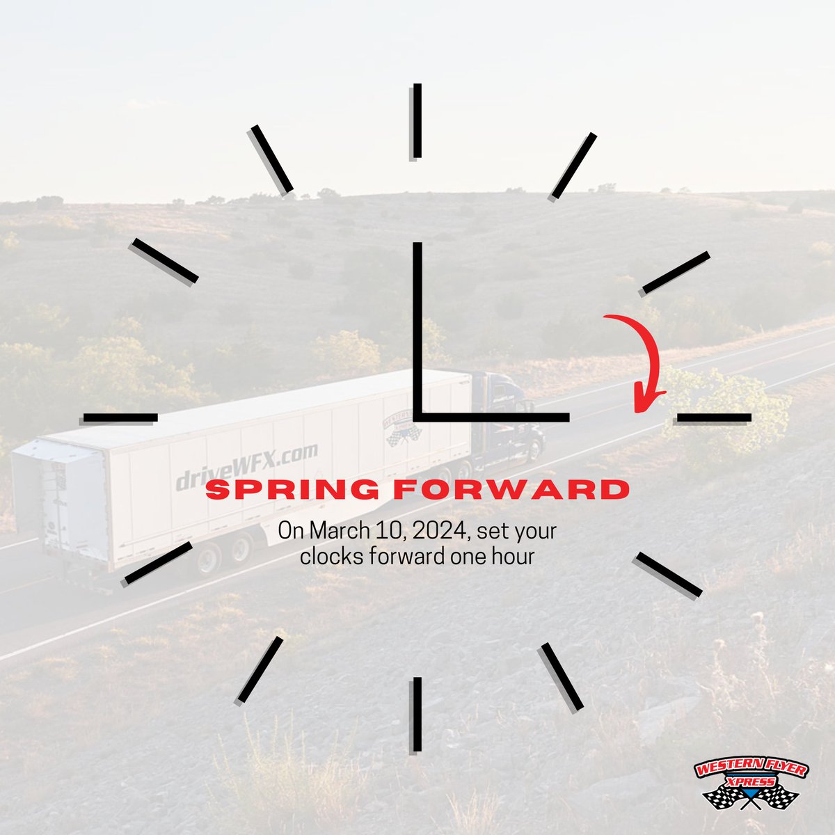 Spring Forward Safely! As the days get longer and the weather gets brighter, don't forget to set your clocks forward one hour this Sunday, March 10th for Daylight Savings Time! #SpringForward #driveWFX