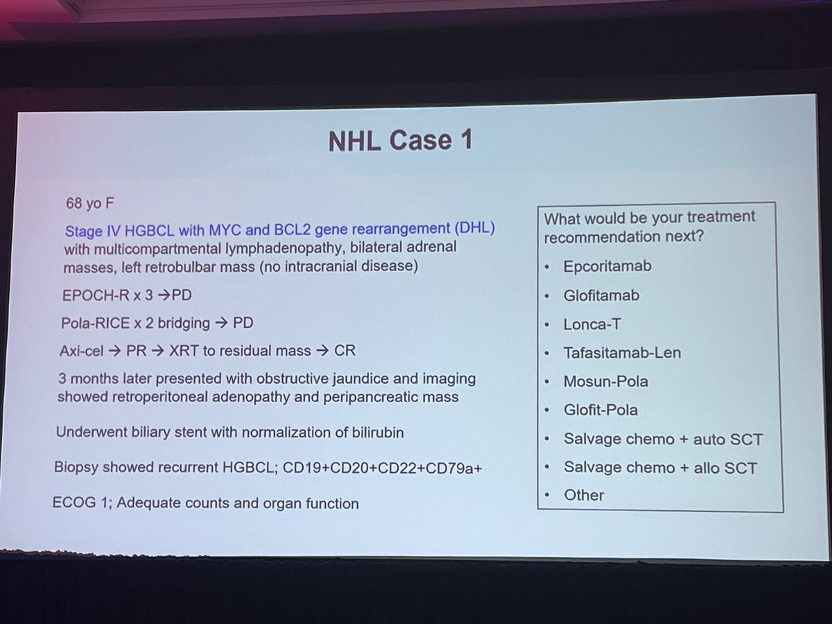 Dr Neelapu presenting a patient case and potential choices of next line of therapy at @_MDEducation @KrishPatelMD @ChrisRFlowersMD So many advances in DLBCL field. Lots to learn!