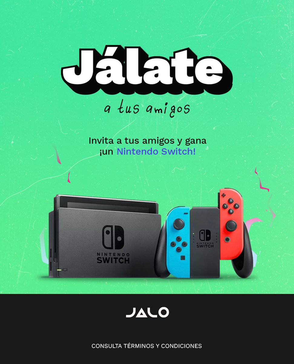 ExaElPaso's tweet photo. Con https://t.co/ZAuLO7dLWg puedes ganar un Nintendo Switch refiriendo amigos.  Sigue a JALO Explora en redes sociales y regístrate en https://t.co/ZAuLO7dLWg para participar. 
JALO, recompensas cerca de ti.
Consulta términos y condiciones. https://t.co/ceQPFu5hrO