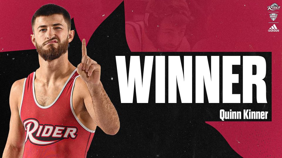 RiderWrestling's tweet photo. 🚨2X MAC CHAMPION🚨

At 149, Riders Quinn Kinner wins by major decision 18-5 over Corbin Munson of CMU and is your 2024 MAC CHAMP! https://t.co/a2YDSwOgQQ