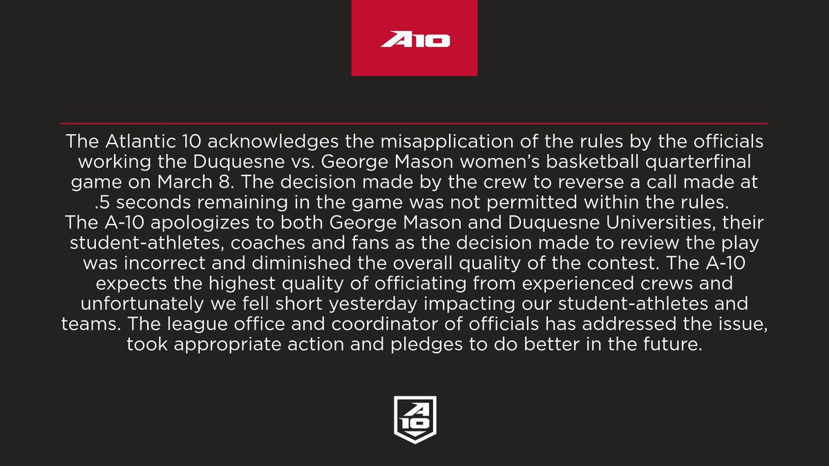Atlantic 10 Statement