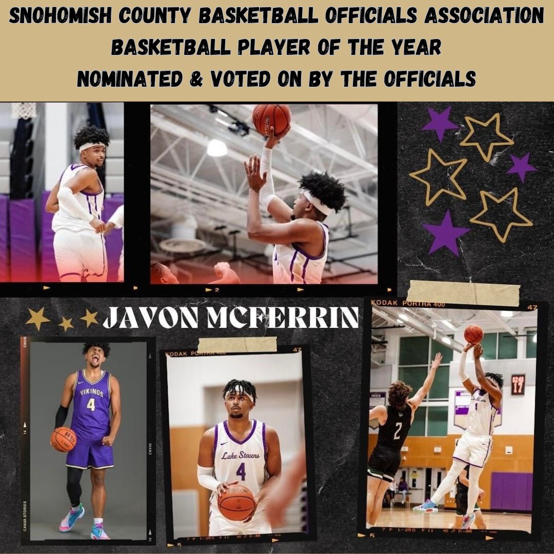 Congratulations to Javon McFerrin, SCBO Association Basketball Player of the Year!  He was nominated and voted on by the Snohomish county referees for his play and great sportsmanship during the 2023-2024 season @lssd @LakeStevensHoop @LSHSConnect  @LSHSVikingPrin  #wervikings