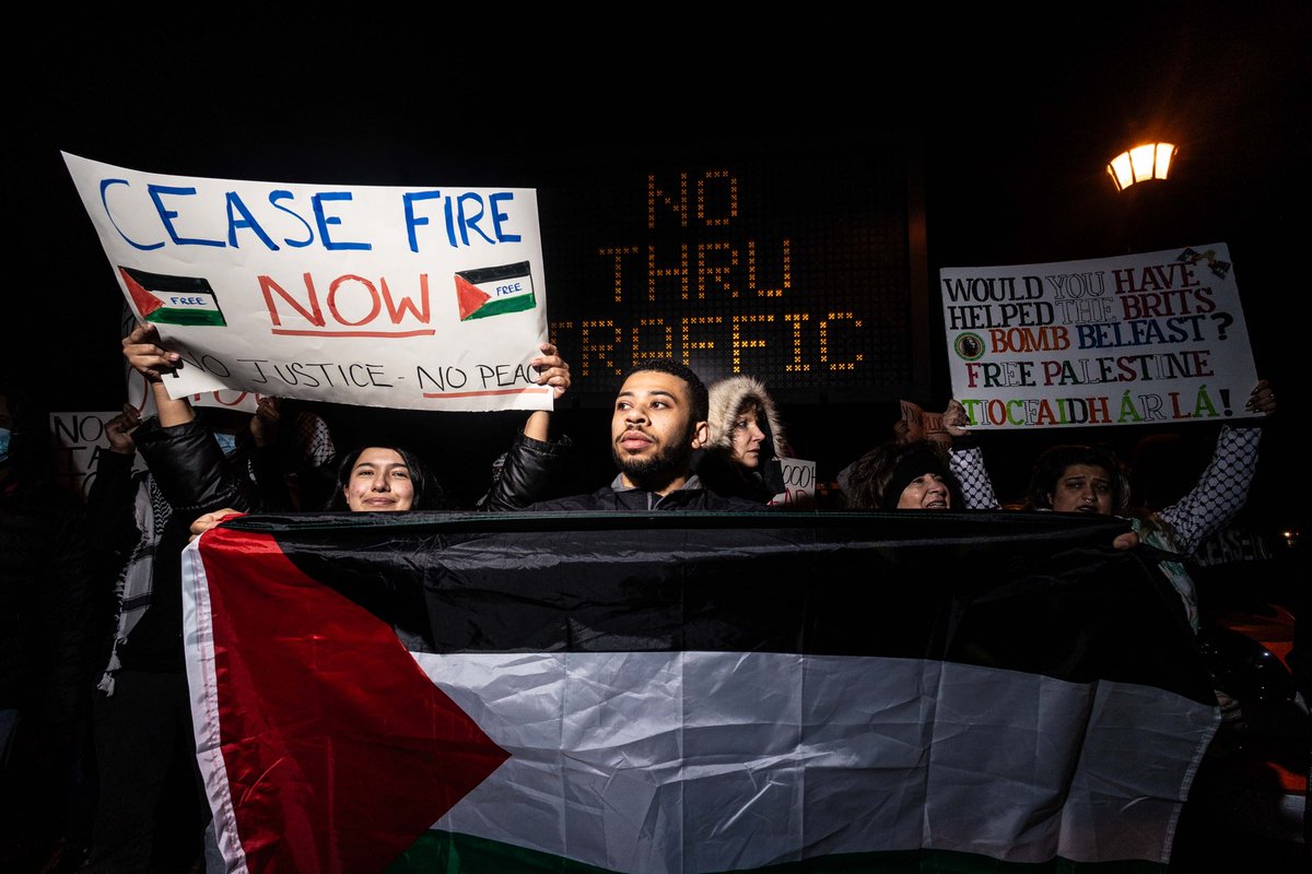 Demonstrators flooded the streets near President Biden‘s home urgently demanding President Joe Biden to call for a ceasefire Friday, March. 08, 2024; at Centre road in Wilmington, DE. 📸 @monsterphotoiso #ceasefirenow #ceasefireingaza #ceasefireingazanow