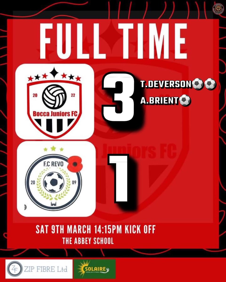 Teddy Deverson’s 26th & 27th Goal Of The Season Followed By A Freekick From Adam Brient Was Enough To Secure All 3 Points For Bocca & Close The Gap Down To 4 Points Unbelievable Shift From All Those In A Bocca Shirt Today Including A MOTM Performance From Jake Hayward-Browne