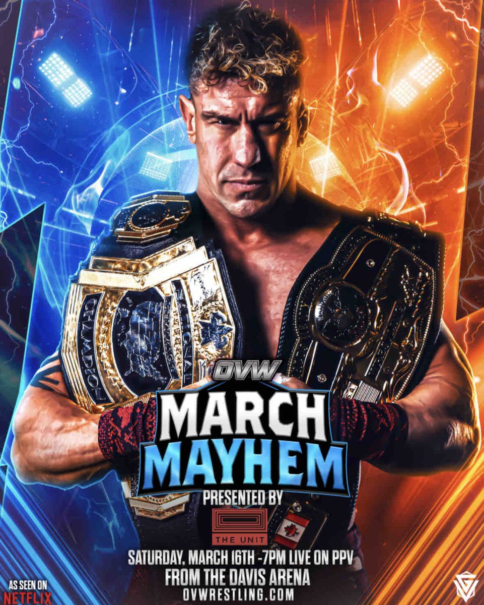 We are one week away from March Mayhem sponsored by @TheUnitDev Reserve your spot or buy your PPV stream at OVWTix.com #OVW #OVWWrestling #OVWLive #WrestlersNetflix