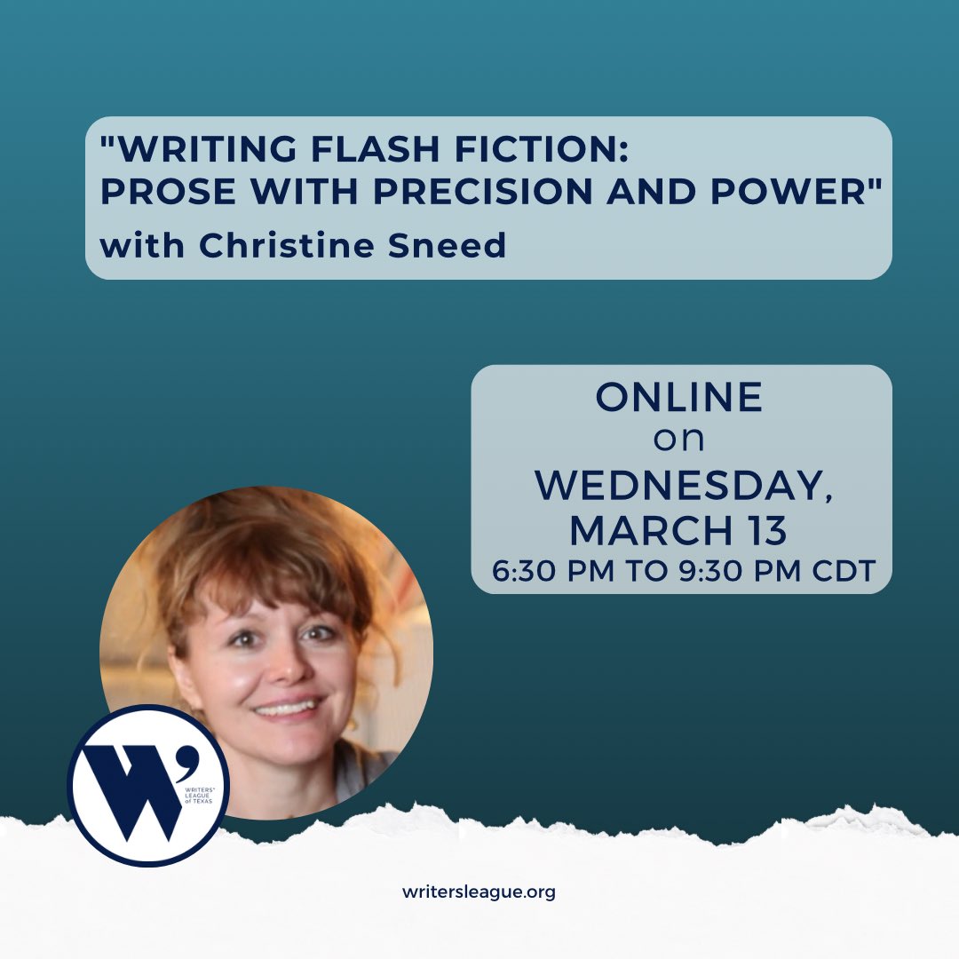 Do you want to try your hand at writing image-driven flash fiction? Then this coming Wednesday's class is for you with @ChristineSneed! Register here: writersleague.org/calendar/writi…