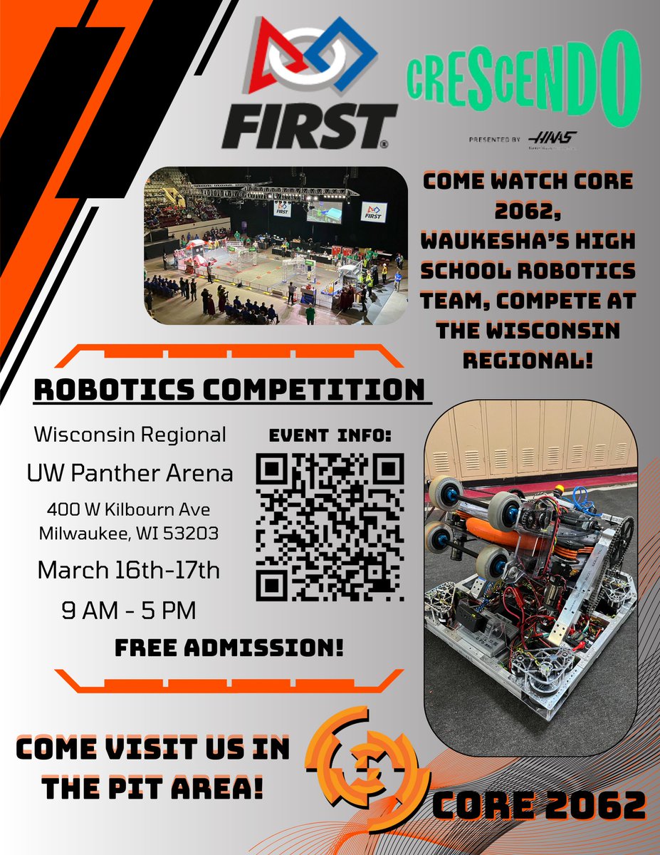 Come watch us at the Wisconsin Regional next week at the Panther Arena!