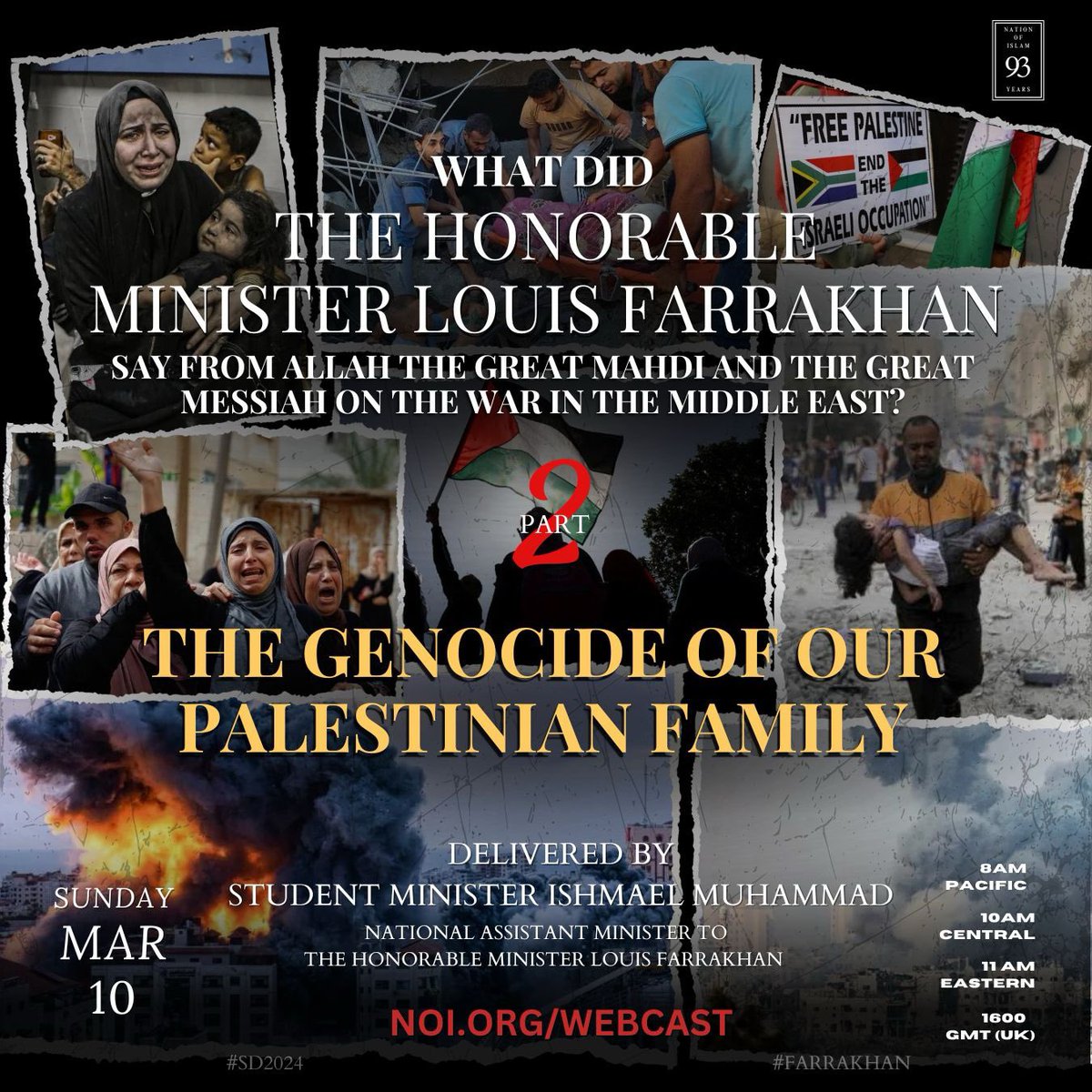 We must feel for, discuss and address the #Genocide that is taking place with our #Palestinian brothers and sisters… Join us @MosqueMaryam tomorrow at 10am CT as we discuss this ongoing crisis! noi.org 📱 💻 #NOISundays #SD2024 #SavioursDay #Gaza #War