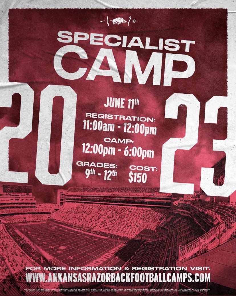 Thank you for the personal invitation to the specialist camp in June! #WOOPIG 🐗 <a href="/RazorbackFB/">Arkansas Razorback Football</a> <a href="/MJGOLDENBEARFB/">MT. JULIET FOOTBALL</a> <a href="/shaeeflatt/">Shaee Flatt</a> <a href="/MJCoachRocc/">Coach Matt Rocchietti</a> <a href="/rileylovingood/">Riley Lovingood</a> <a href="/MattOverton_LS/">Matt Overton</a> <a href="/KohlsSnapping/">Kohl's Snapping Camps</a>