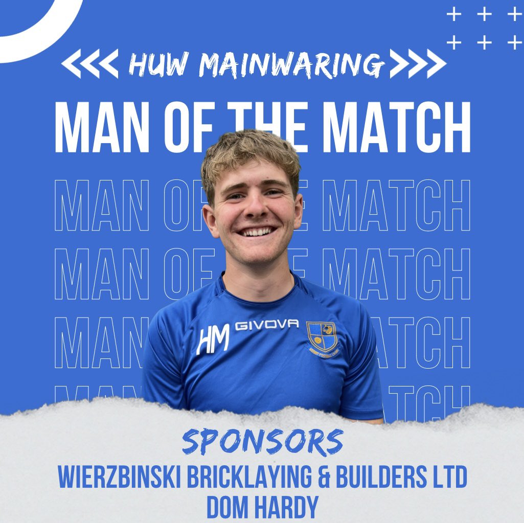 MOTM ⭐️ 

A number of stand out performances today but man of the match goes to full back, Huw Mainwaring! A solid  defensive performance whilst a constant threat up and down the right hand side, well done Huw! ⚪️🔵