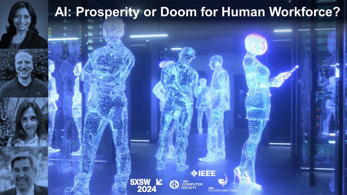 Join us for @sxsw panel with @nkpieee, @JeffEgan, Roxana Saint-Nom. We'll explore AI impact on workforce. Fri Mar 15, 11am, Austin, TX. @ComputerSociety will make recording available. In cooperation with @IEEEFutureDir. @HPE_labs @HPE @ieee_industry @KirkBresniker @joulespatel