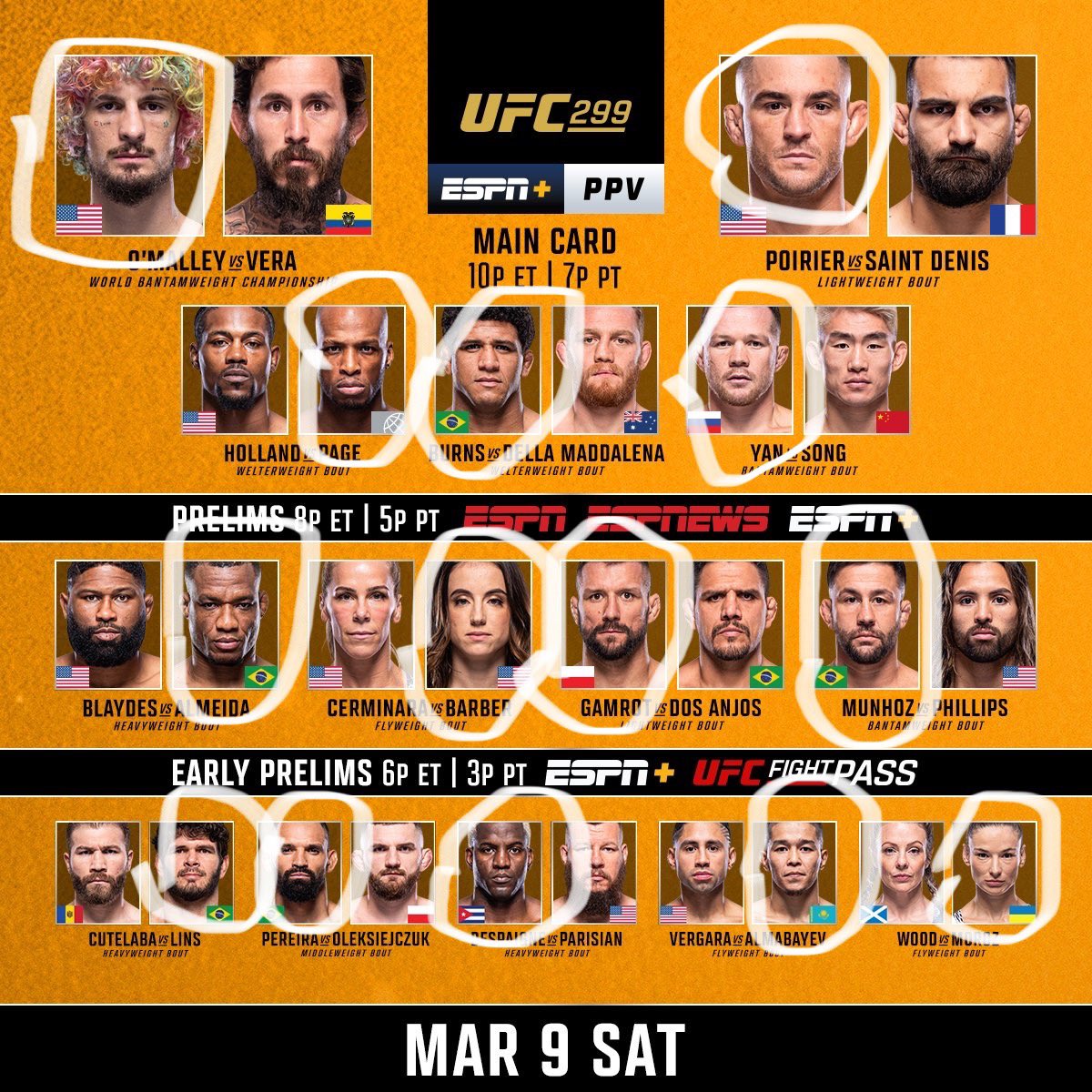 War arrives on South Beach Tonight! Who y’all got? #ufc #mma #mixedmartialarts #ufc299 #kaseyacenter #danawhite #joerogan #ufcmiami #ufcbetting #mmabetting #ufcbets #seanomalley #marlonvera #dustinpoirier #benoitsaintdenis #ufcpicks #ufcpredictions