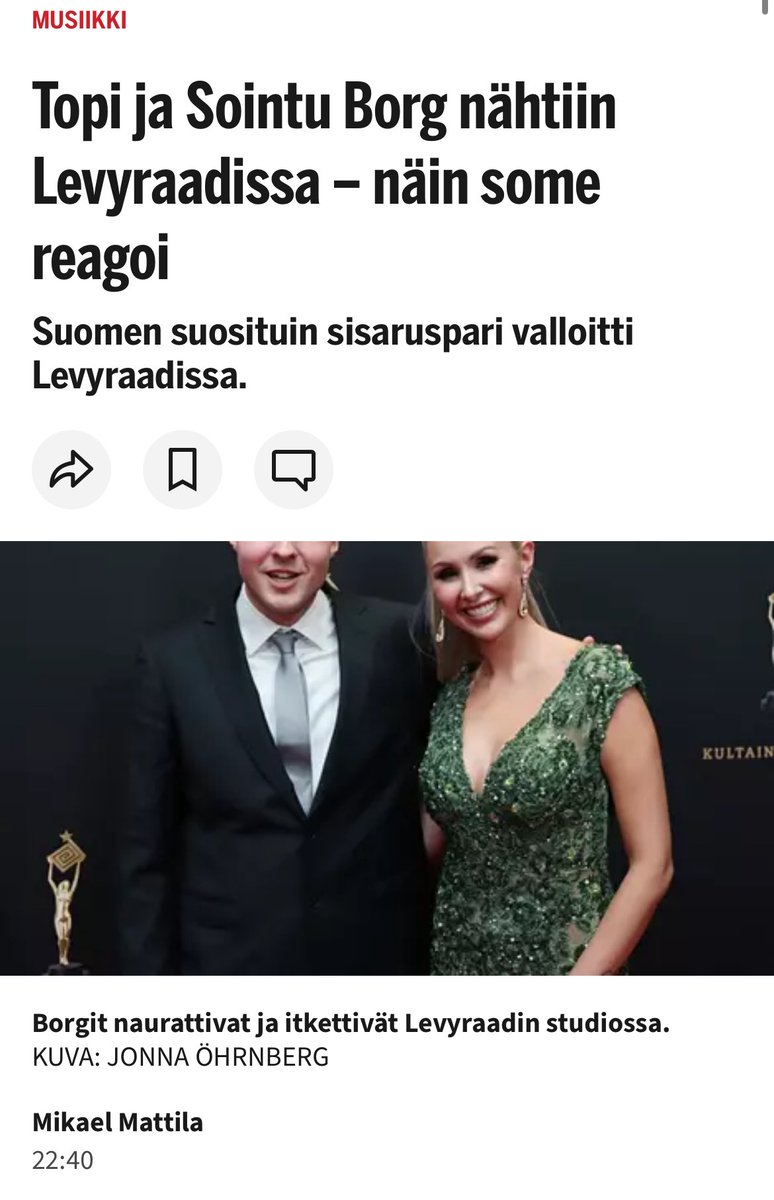 ”Suomen suosituin sisaruspari valloitti Levyraadissa”. Ketä nää on? Esim. Niskaset tai Matti ja Teppo heittämällä edelle. Sanoman lehtien <a href="/iltasanomat/">Ilta-Sanomat</a> ja <a href="/hsfi/">Helsingin Sanomat</a> uiminen näin syvällä on järkyttävää seurattavaa. Eikös just lakkautettu se <a href="/willerydman/">Wille Rydman</a> casen häviävä osasto Hesarisfa?