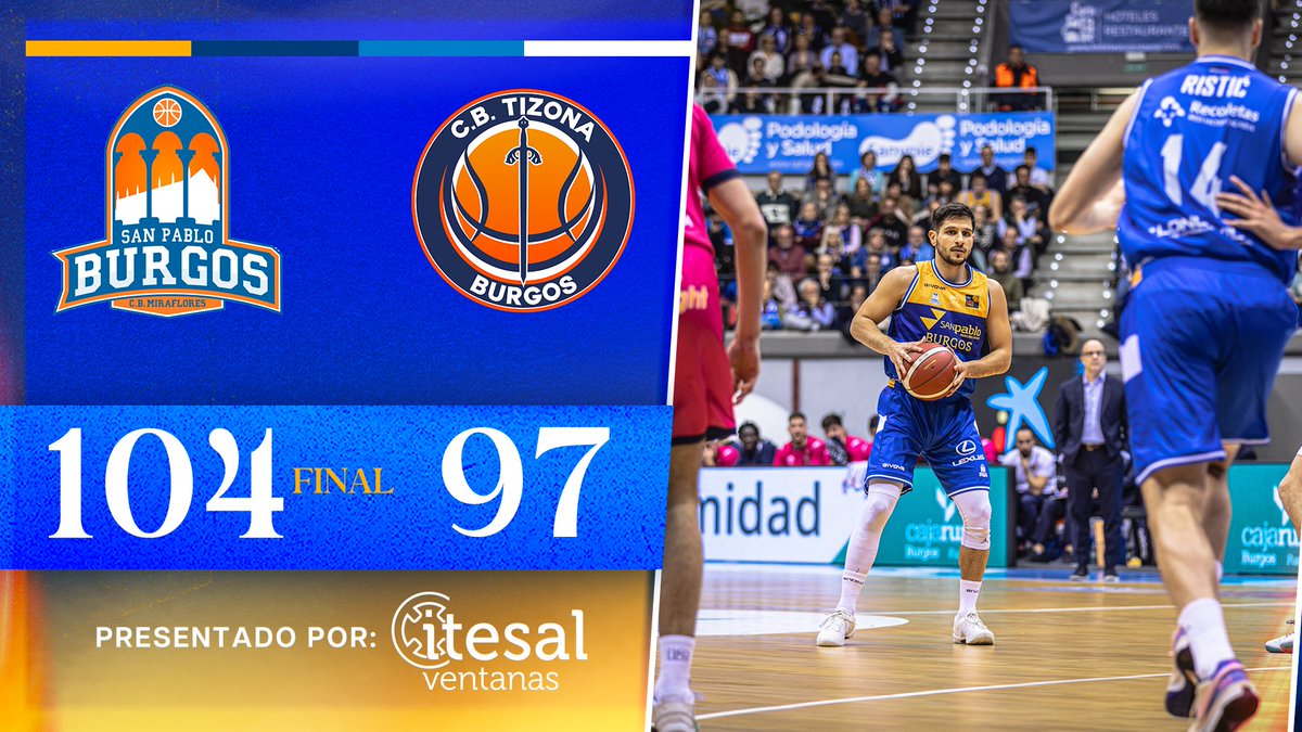 SanPabloBurgos's tweet photo. FINAAAAAAAL ‼️

El derbi se queda en el Coliseum tras un auténtico partidazo🔥

Gracias a todos por acompañarnos en la fiesta del baloncesto burgalés 💙

#CaminoDeVuelta https://t.co/tXT50uFeAf