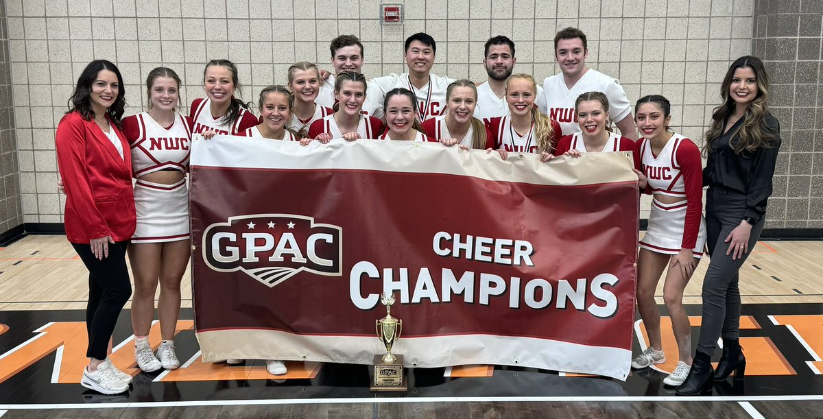 GPACSports's tweet photo. The 2024 GPAC Cheer Champions from @nwcraiders - automatic berth to the @NAIA Cheer Championship! https://t.co/sMB0JbVoXN