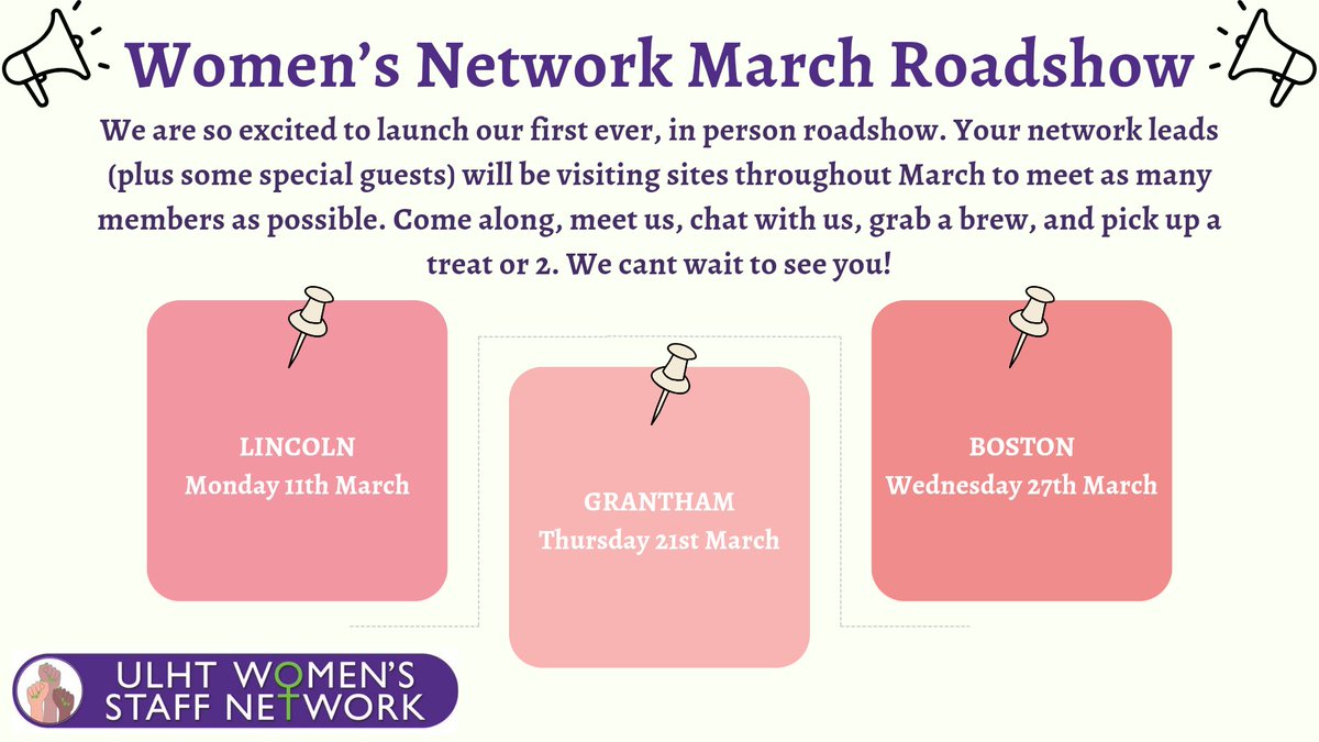 The March celebrations continue! Next week we kick off our first F2F  roadshow. We cant wait to see you! Check out our fbook page/ULHT Together for venues and times. 💜 #LincsIWD
