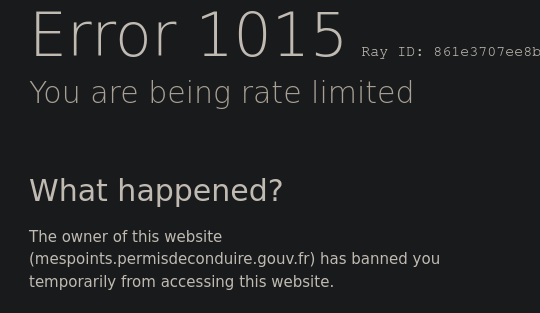 Me suis fait ban de gouv.fr, magnifique
La joie d'avoir ses propres IPs...