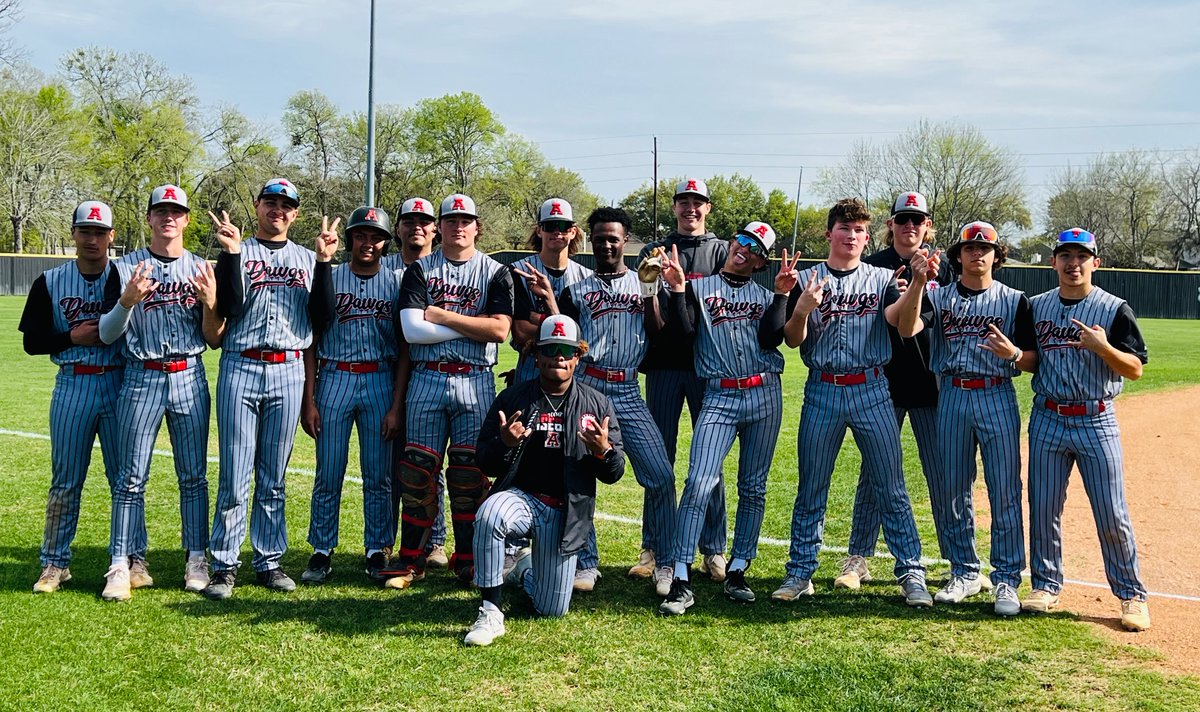 AHSDawgbaseball's tweet photo. Bulldogs celebrating another win today against Katy Jordan (8-7). Great hits all around. Clutch hits by Tyler Casely-Hayford, Gregory Cuevas and Dylan Christie. 
Nathan Hill and Tyler Casely Hayford on the mound. 
Up next George Ranch! https://t.co/LYDxuzmTGB