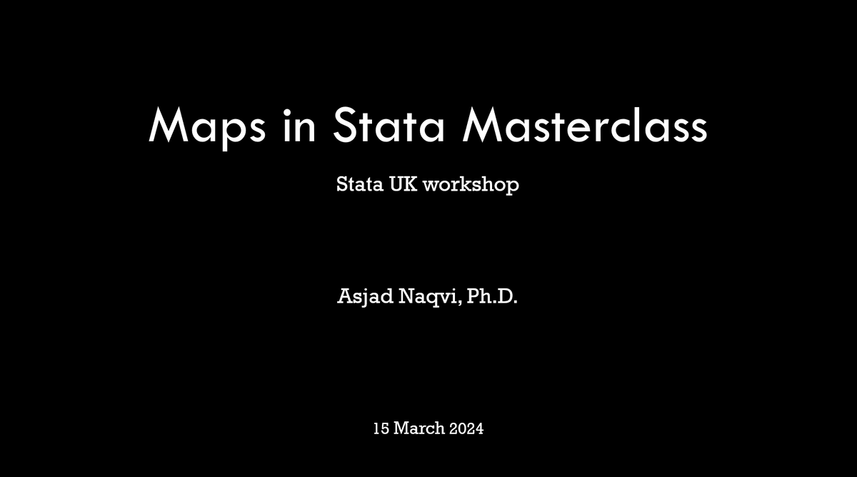 The #Maps in #Stata #Masterclass will be held online on 15th March. A six hour long session, starting at 9 GMT (10 CET), where we will learn to handle spatial data, data frames, plotting multiple layers and tons of customizations. This is a one-off course this year so sign up!