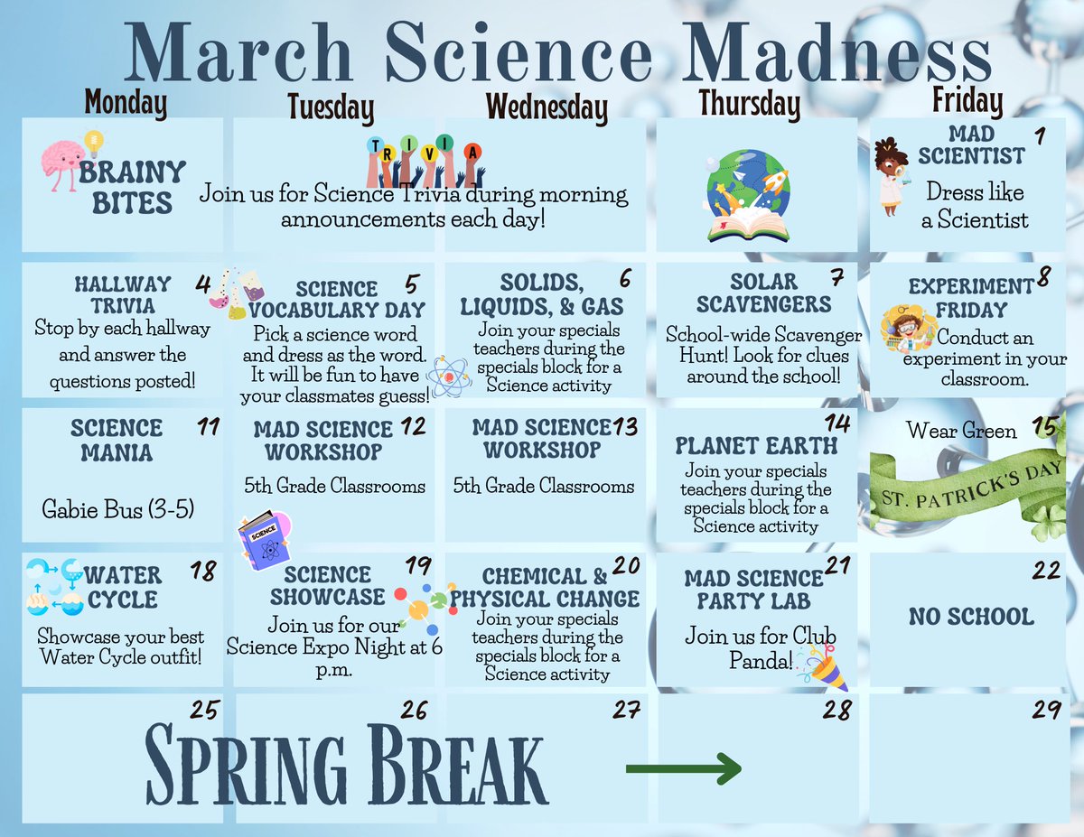 Science March Madness <a href="/RPEMuseummagnet/">Royal Palm STEM Museum Magnet School</a> this week involved classroom experiments, Vocabulary Dress Day, Hallway Trivia, and every class had a science themed bulletin board. Who says Science isn’t fun? <a href="/RPE_AP/">Shayla Dekle</a> <a href="/bcpsstem/">BCPS STEM</a> @BcpsCentral_ <a href="/teach_n_sneaks/">Teach_N_Sneaks</a>