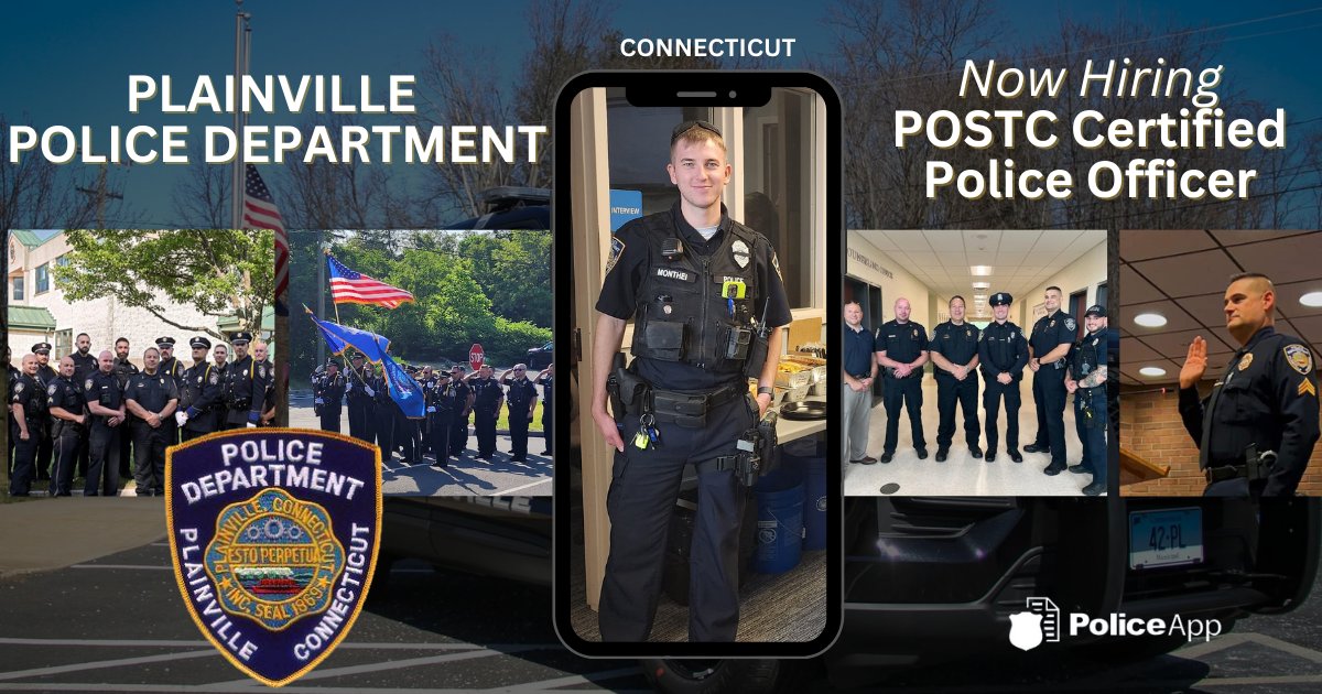 CONNECTICUT

Attention Police Officers! Plainville Police Department is hiring POSTC Certified Police Officers in Plainville, CT!

Apply Here: hubs.li/Q02nn5Ft0

 #PlainvillePolice #NowHiring #PoliceOfficer #PlainvilleCT