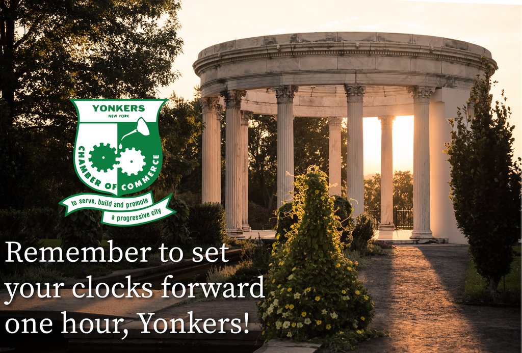 Daylight Savings is nearly here, Yonkers! Remember to Spring Forward!

#yonkers #newyork #hudsonvalley #ny #eatupnewyork #nysmallbusiness #smallbusiness #entrepreneurlife #startup #shopsmall #smallbusinesslove #business #smallbusinesssupport #buylocal #entrepreneurs #entrepreneur