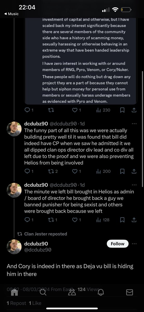 ClanSceneCircus's tweet image. What happened to Cory being a bad guy @HydraPact? Why is one of your heads BoD in a community that is owned by someone who admitted to possessing CP? Why is the same head of Hydra in that community with Cory?