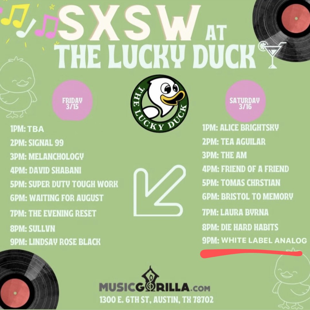 Have a good SXSW everyone! 👨‍🎤 You can catch us next Saturday 3/16 at the <a href="/MusicGorilla/">Music Gorilla</a> showcase!