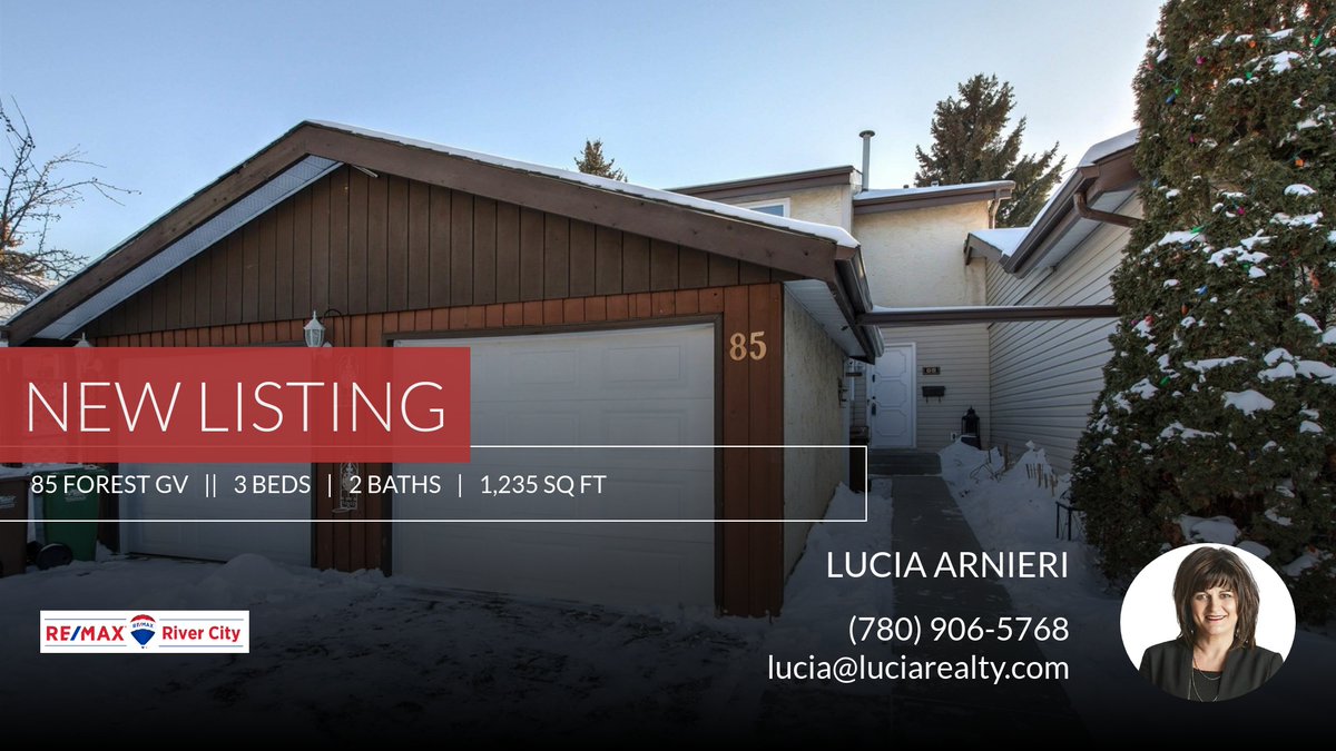 NEW LISTING ! Here's my new listing on the market. Call me anytime if you're interested in viewing this home or  if you have any questions about selling or purchasing  
 Lucia Arnieri
(780) 906-5768!

LUCIA... homeforsale.at/85_FOREST_GV_7…