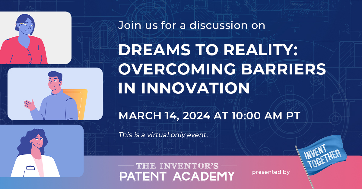 Less than 1 WEEK AWAY! Our new #TIPA webinar is almost here 📆 Be sure to register for Dreams to Reality: Overcoming Barriers in Innovation, with special guest @TiffanyNorwood. Thursday, March 14 at 10 AM PST Save your spot 👉 bit.ly/3V7Ho4h #PatentDiversity #IPWebinar