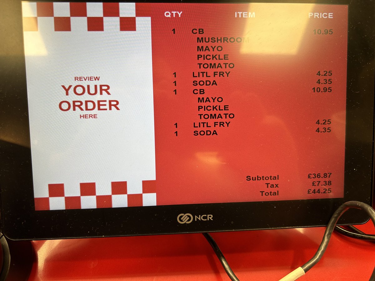 charliehampton's tweet photo. @FiveGuysUK Your prices on your board in Kingston don’t include VAT. You add it at the till. Pls explain https://t.co/B8WqW4OicB