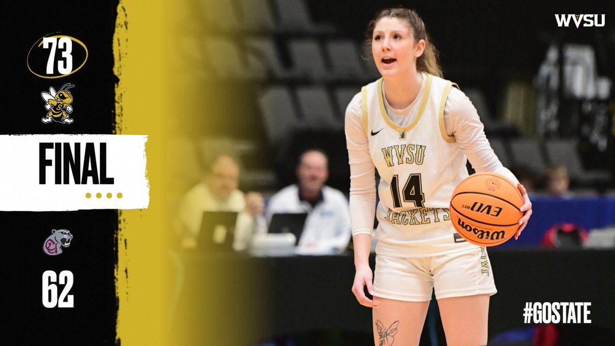 wvsuathletics's tweet photo. W-🏀 | WVSU 73, CON 62
WE'RE HEADED TO THE 🚢!
🟡 H. BAILEY: 12 PTS, 1 REB, 1 AST, 1 STL
⚫️ Z. RUSSELL: 11 PTS, 4 REB, 3 STL
🟡 A. JORDAN: 9 PTS, 9 REB
UP NEXT: MEC CHAMPIONSHIP vs FAIRMONT ST. 3/10
#GoState 🐝 https://t.co/IWXdIDtexV