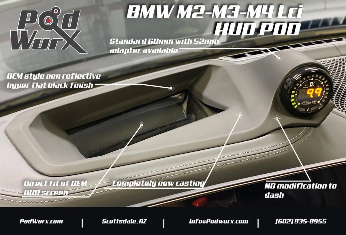 PodwurX's tweet image. BMW G8X M2 M3 M4 HUD+ Pod
The Hud POD gauge pod is the perfect addition for your BMW