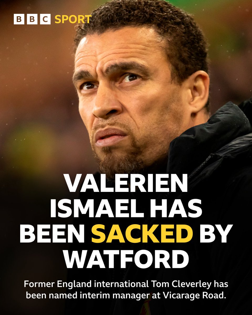 BBCSport's tweet photo. A change at the top at Vicarage Road ❌

#BBCEFL #WatfordFC https://t.co/H4xrU19s3B