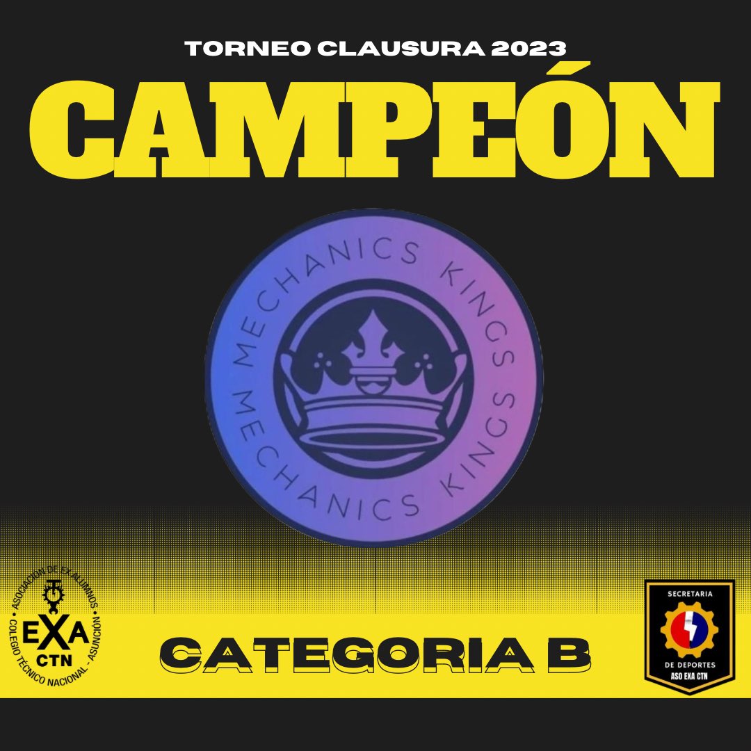 ExaCtnDeportes's tweet image. ✨MECHANICS KINGS✨
CAMPEÓN 🏆
CATEGORÍA B
Torneo Clausura 2023
#AsoExaCTN