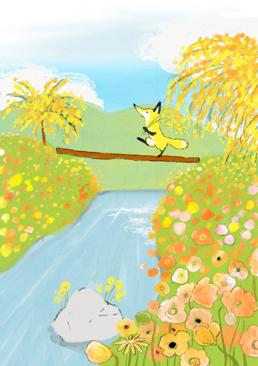 outdoors flower no humans fox day sky yellow flower  illustration images