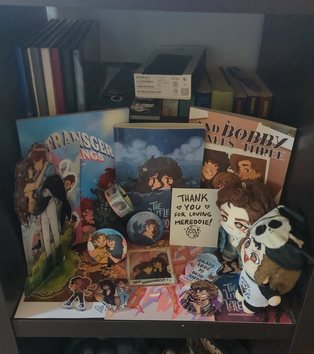 it's finally here!!! 😭😭😭 <a href="/T4TThingsZine/">TRANSGER THINGS - a T4T Fruity Four Zine!</a> IT LOOKS SO GOOD!!!!

the shrine continues to grow...
Imma need to get a bigger shelf soon