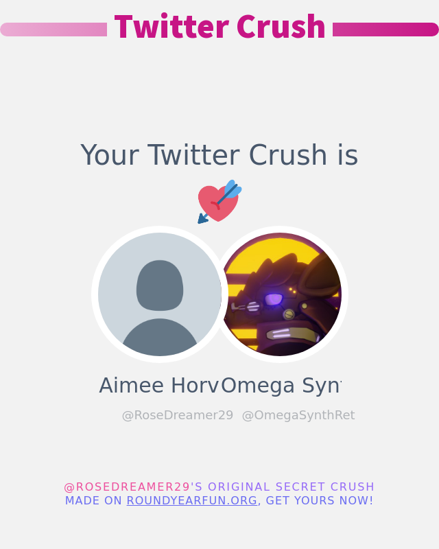 RoseDreamer29's tweet photo. My Twitter Crush is: @OmegaSynthRet

➡️ https://t.co/6QYncVUzbD https://t.co/NCug48jP8J