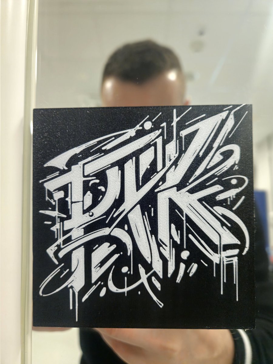 fokuspace's tweet image. Today it dawned on me that I can print stickers in 3D and stick them with double-sided adhesive tape. I designed it quickly, and... 
#3dprint #PrusaXL #3dsticker