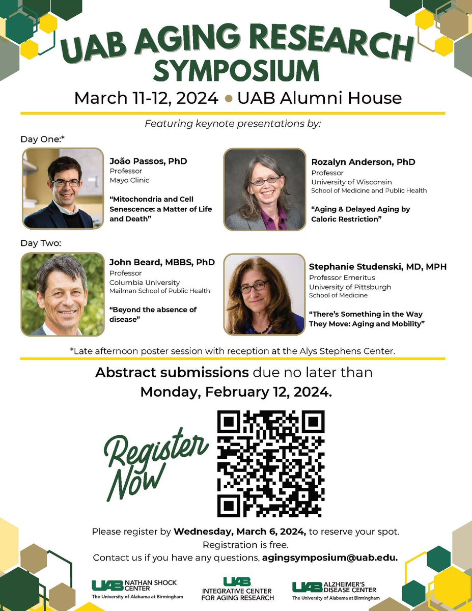 Excited to co-host the 2024 UAB Aging Symposium ! Check out our great lineup of speakers and full program uab.edu/shockcenter/im…