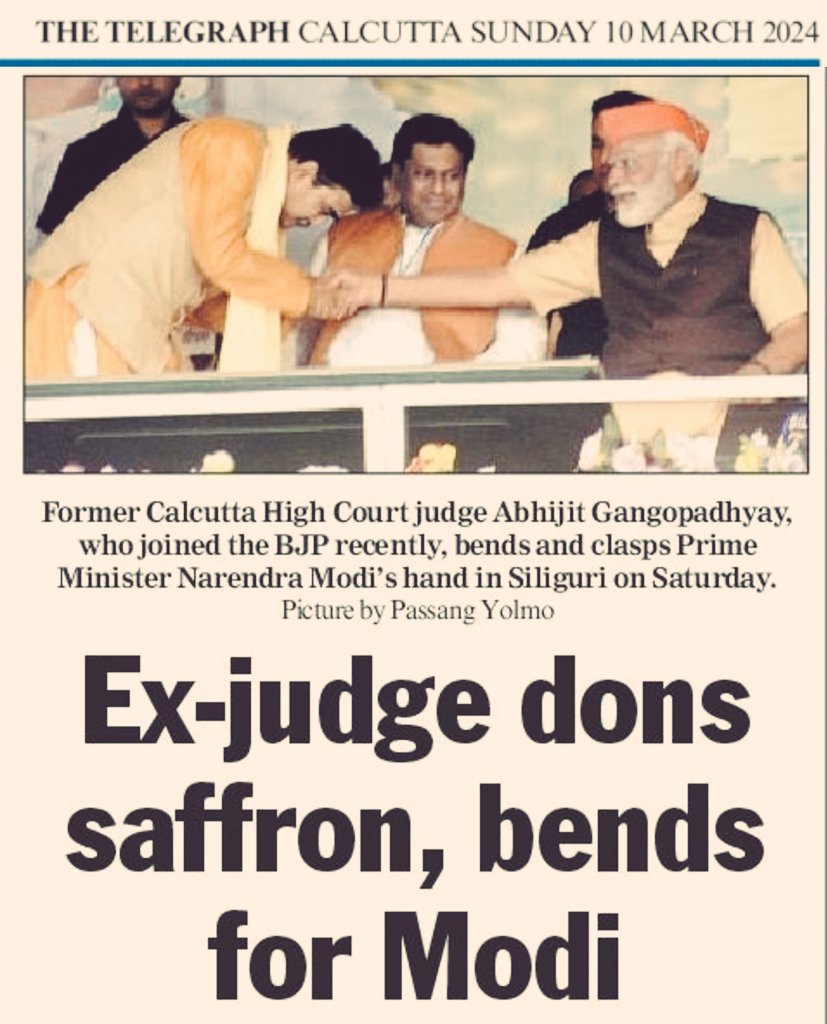 Just 5 days ago, This Guy was a High Court judge , now he is bowing to Modi.

Condition of Judiciary in India.