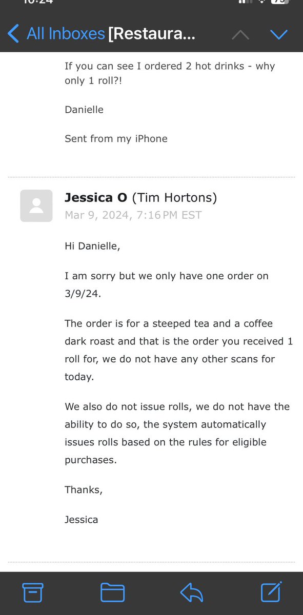 DaniDT's tweet photo. @TimHortons #rolluptherimtowin #scam #badcustomerservice #timhortons Anyone know how to get a hold of an actual person?? https://t.co/pfHSSmc2cy