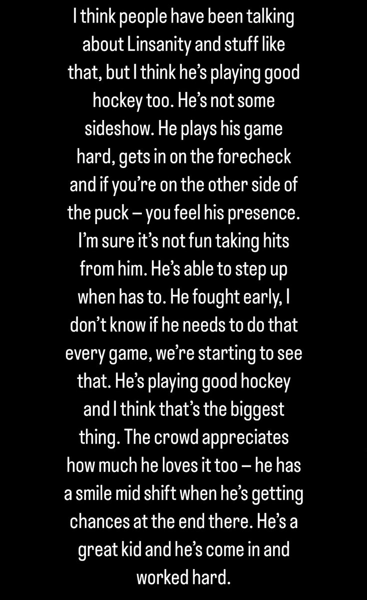 JLazzy23's tweet photo. #NYR Adam Fox, who grew up an NY sports fan on if he’s ever seen any player get as much love as Matt Rempe this early on.

Foxy’s response was lengthy: https://t.co/1FCEaz5jHs