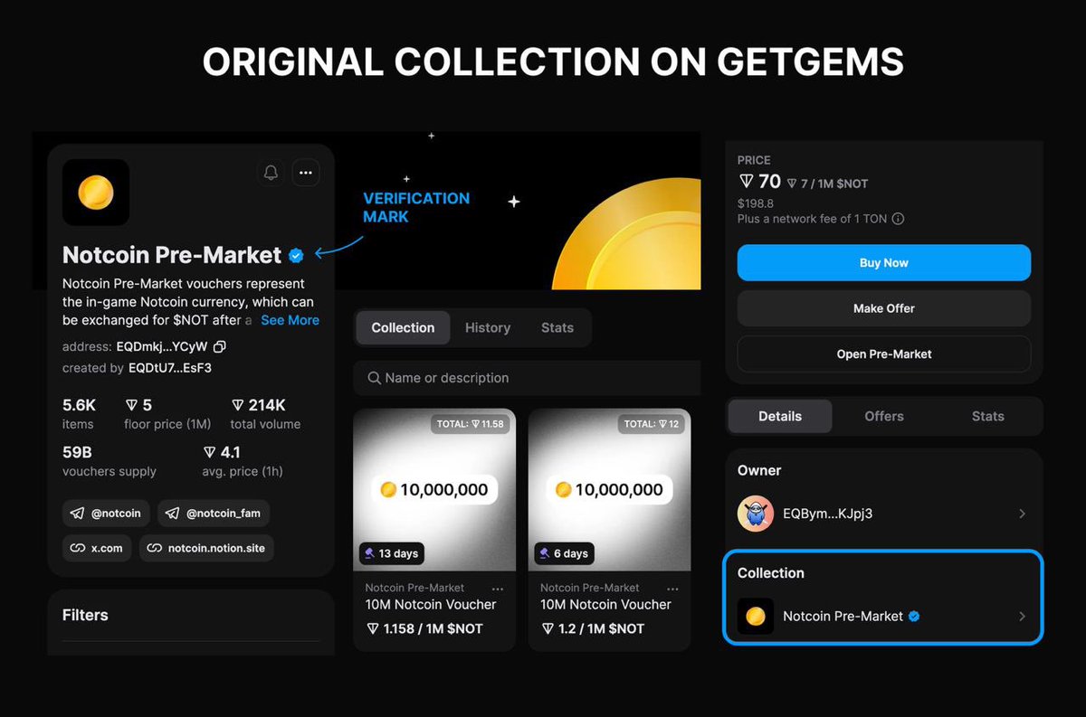 💰PRE-MARKET OF NOTCOIN 💰

500K volume of Notcoin Voucher collectibles for the first day!!! 

Stay tuned for new update from POP Launch 🤑 We guarantee to bring more benefit to our users, become the next Notcoin 🤯🤯🤯

Join us:t.me/Poplaunchbot 

#P2E #POPBRC #Poplaunch