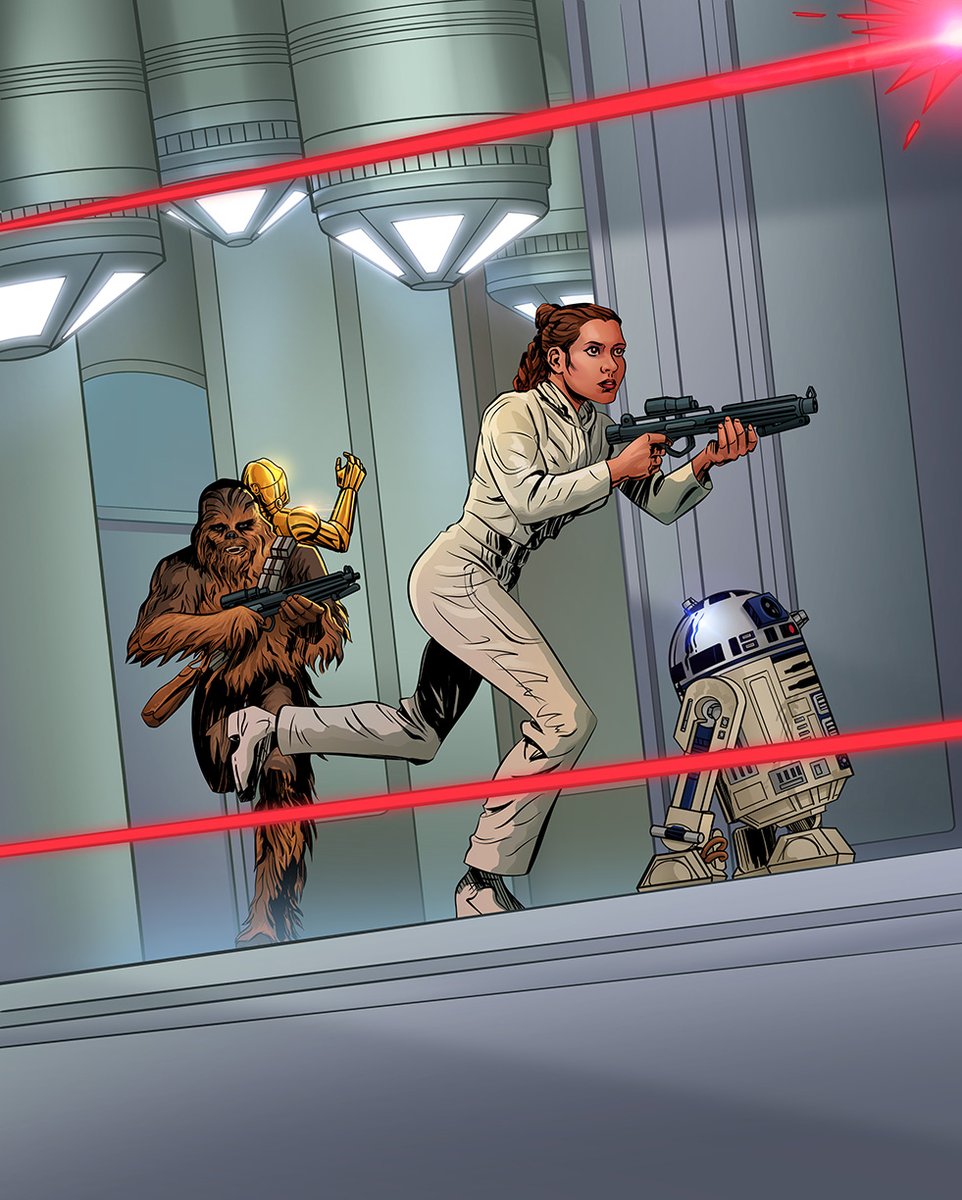 New Topps card set 'Women of Star Wars' is out now. Here's my contribution 'Princess Leia leads the Rebels to Safety' #starwars #topps #leiaorgana #art #starwarsart #starwarscomics #chewbacca #r2d2 #c3po #princessleia #cloudcity #empirestrikesback #scifi #InternationalWomensDay