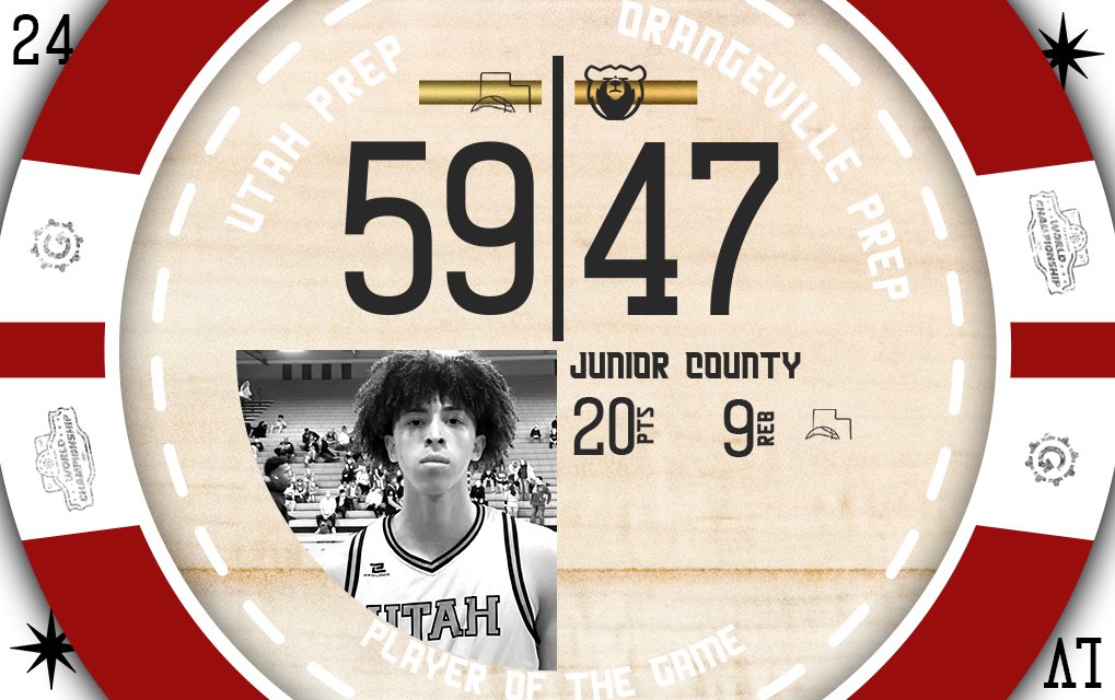 FINAL
Utah Prep (UT) 59
Orangeville Prep (ON, CAN) 47
Player of the Game: Junior County 20p 9r

JJ Mandaquit 8p 8r 8a 5s
JC Brooks 15p 8r 2a 2s
Kaden Stuckey 10p 9r